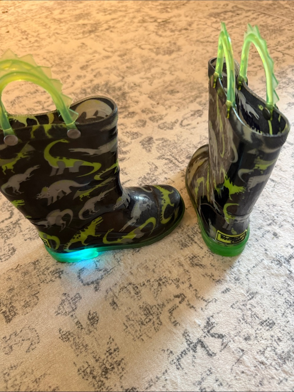 Western Chief Kids Dinosaur Light-Up Rain Boots - Green/Black